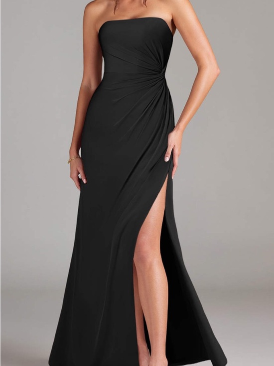 Azazie Dresses & Skirts - Azazie Black Sheath Strapless Chiffon Convertible Dress A6